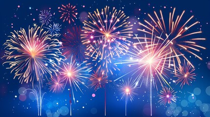 Fototapeta premium Colorful fireworks exploding in the night sky.