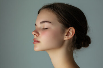 Fototapeta premium A close up of a girl's face with her eyes closed