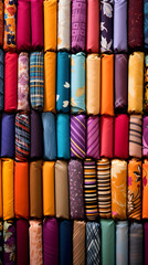 Creativity Unleashed: An Array of Vibrant Fabrics Displaying Diversity in Colors, Patterns and Textures
