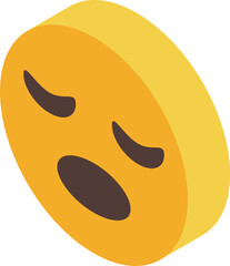 Round emoticon expressing boredom with tired eyes and open mouth