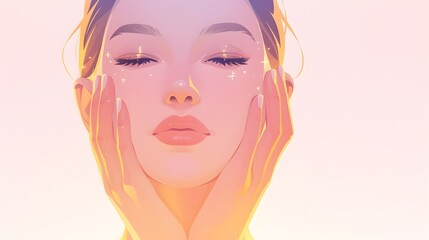 Cosmetologist Gently Applying Nourishing Facial Serum on Woman s Face with Minimalist White Backdrop