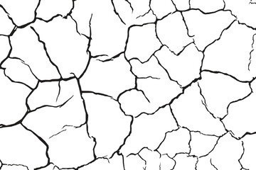 Vector and clip art pattern with many cracks and scratches. Cracked barren desert earth on background banner caused by drought from global warming.