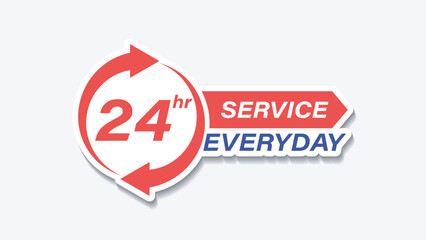 24 hours service logo type sticker design 