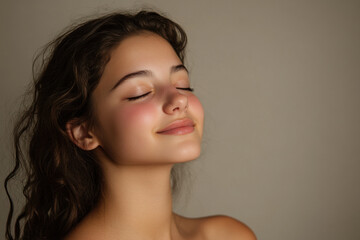 Fototapeta premium A close up of a girl's face with her eyes closed