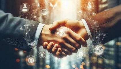 Partnership, handshake and business people