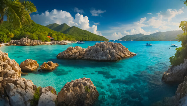 Labadee Island Haiti sunny day panorama