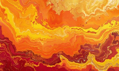 A close-up of a fiery pattern with vibrant oranges and yellows adorning the bottom of the image, accompanied by a rich red and yellow hue at the very