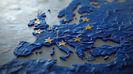 Continental Europe: 3D Artistic Representation with the Colors of the EU.