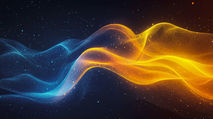 Fototapeta premium Blue luxury background with golden line decoration and curve light effect with bokeh, Innovation digital background electromagnetic wave background digital wave background information technolog