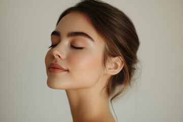 Fototapeta premium A close up of a girl's face with her eyes closed