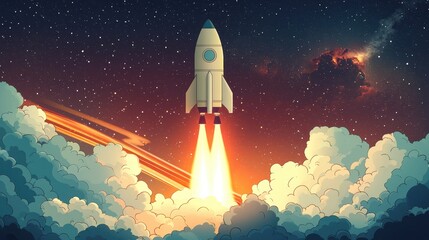 Fototapeta premium Abstract rocket launching with dynamic trails, business startup concept, innovation and ambition