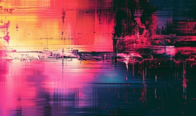Background with interlaced digital glitch and distortion effect. Retro futurism, webpunk, rave 80s 90s cyberpunk aesthetic techno neon colors