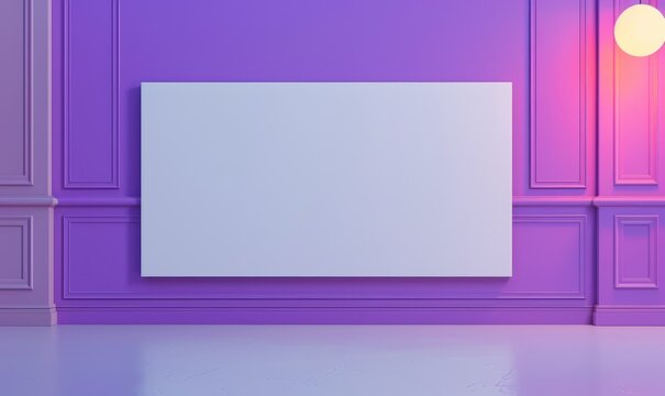 Clean white mocap banner on a purple wall, perfect for bold statements
