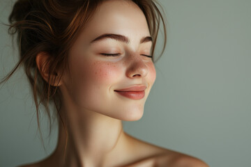 Fototapeta premium A close up of a girl's face with her eyes closed