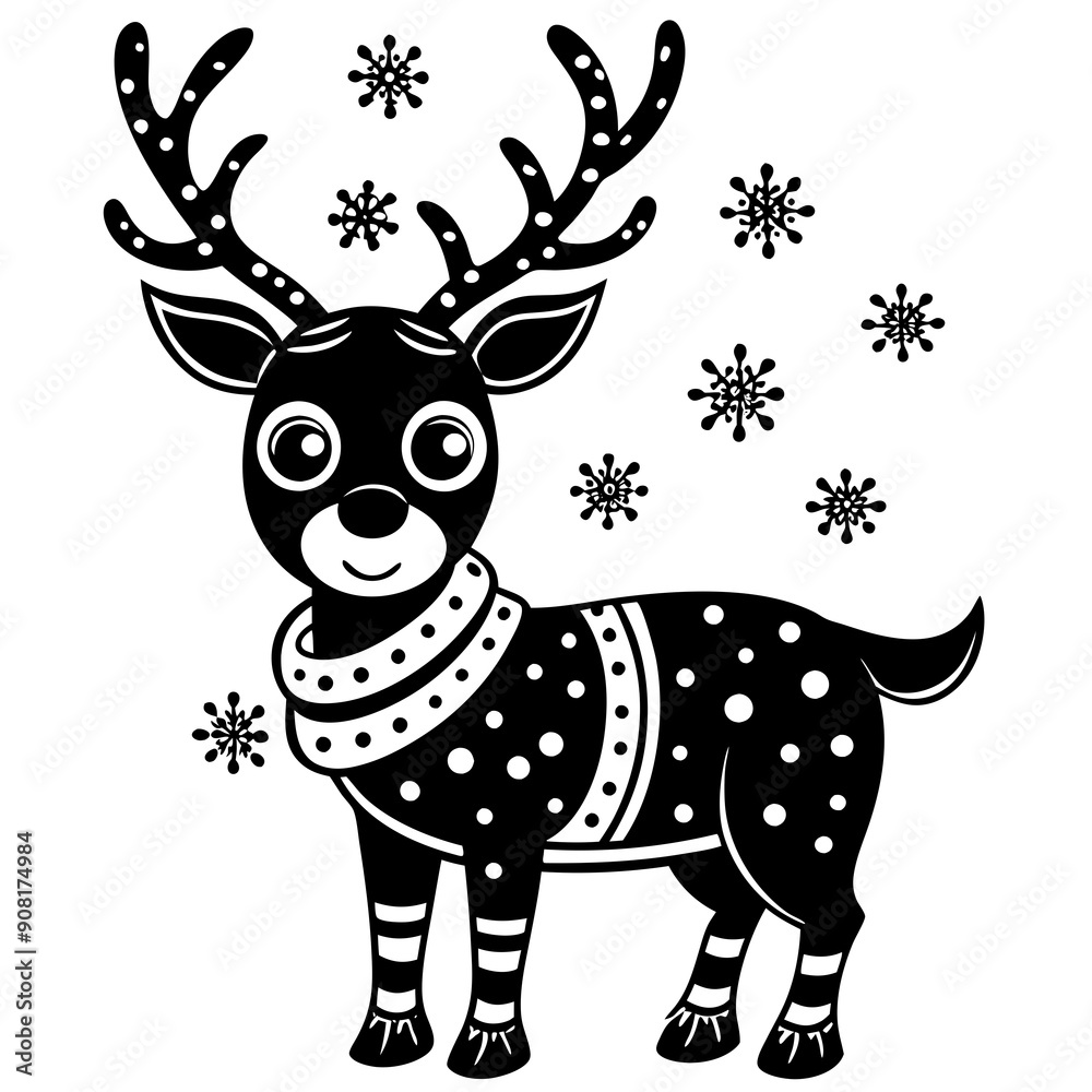 Wall mural cute and festive character reindeer vector illustration