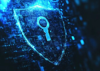 background from a holographic shield with a keyhole