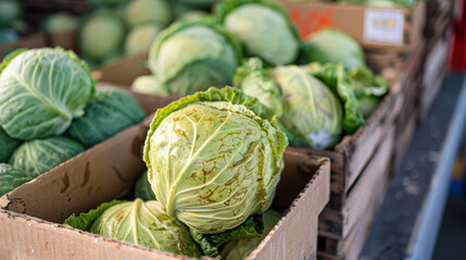 Aphoto of fresh spicy cabbage, container preservation box.