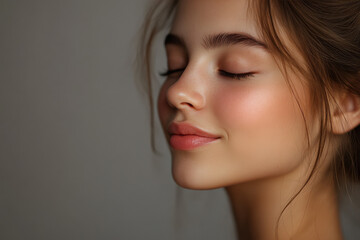 Fototapeta premium A close up of a girl's face with her eyes closed