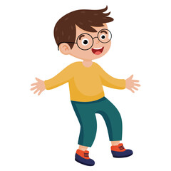 Cheerful children character vector. fair-skinned. Back to school, kindergarten, boy happy, smiling. Illustration for education, holiday. On transparent background.