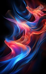 Naklejka premium Colorful neon light trails weave through the dark, creating a mesmerizing abstract design that evokes energy and movement