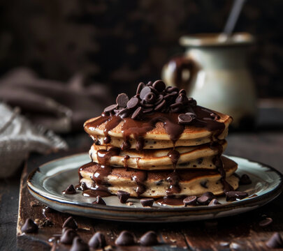 Gourmet chocolate chip pancakes
