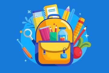 Obraz premium Interior of classroom with desks and chalkboard 