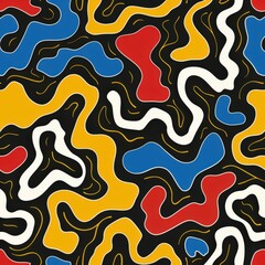 Colorful Abstract Pattern in Red, Blue, Yellow and White Design