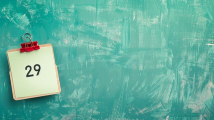 Green Background with a Number 29 on a Paper Clip, green background, paperclip , note , date , calendar