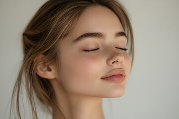 Fototapeta premium A close up of a girl's face with her eyes closed