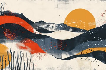 Obraz premium Hand-Drawn Minimalist Backgrounds: Scandinavian Style