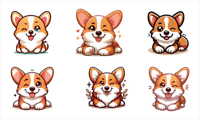 Fototapeta premium Cute corgi dog winking eye, vector illustration stock illustration Pembroke Welsh Corgi, Vector, Cartoon, Puppy, - T Shirt Design,Lettering Phrase covers with white background Hand drawn lettering phr