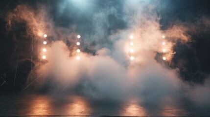 Smoky Stage Lights, Dark Background, Stage, Spotlight, Performance, Fog , Haze