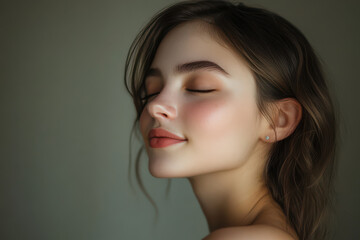 Fototapeta premium A close up of a girl's face with her eyes closed