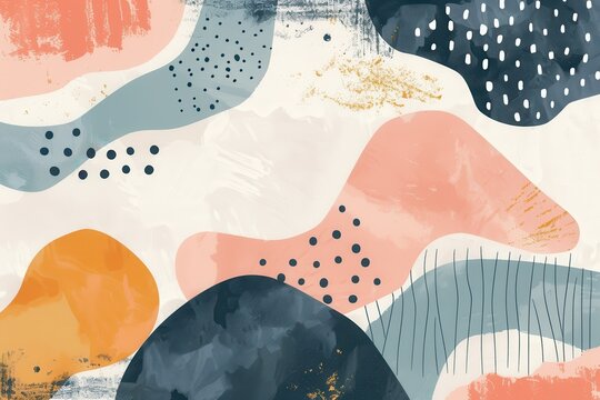 Fototapeta Hand-Drawn Minimalist Backgrounds: Scandinavian Style