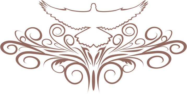 color dove design, white dove, white dove branch, swirl branches, swirl branches and dove, ad, advertisement element, religious element, religious design, logo, website element, vector design, branch