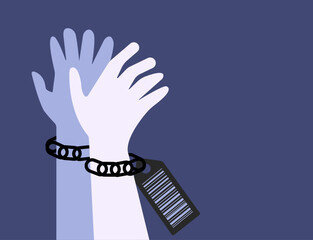 Human trafficking person trapped illustration