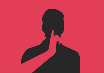Hand keeping silence of a person illustration