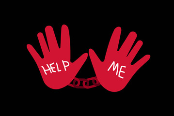Human trafficking person trapped illustration