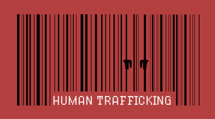 Human trafficking person trapped illustration