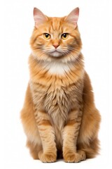 Obraz premium A cat sitting on white background looking at the camera.