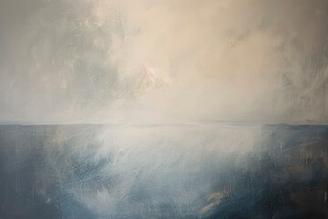 Obraz premium Abstract Landscape with Misty Mountains and a Horizon Line