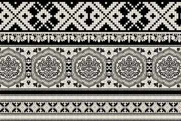 black and white seamless pattern seamless beautiful wallpaper cards boder design floral leaf vintage ornament Victorian ethnic print
