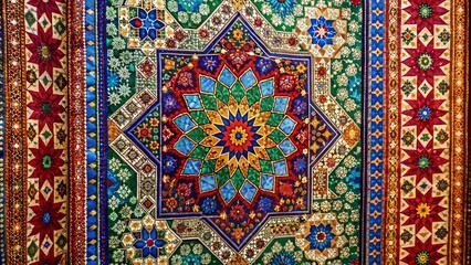 Vibrant Moroccan Bazaar Tapestry  AI generated