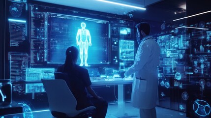 Doctors Examining Digital Human Anatomy