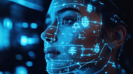 Obraz premium Digital Interface, Woman, Futuristic