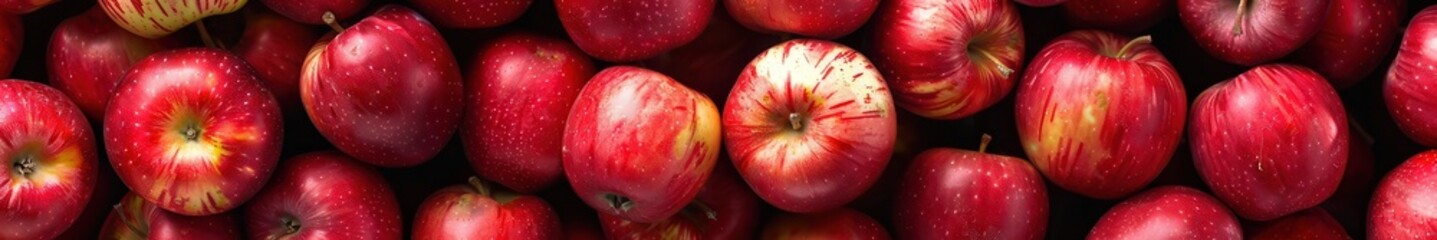 Fresh red apples, top view, vibrant and plentiful.
