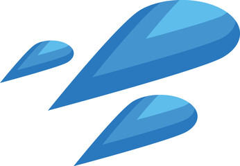 Illustration featuring three blue water drops falling down, evoking concepts of water purity and hydration