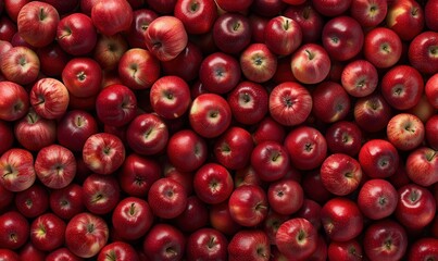 Fresh red apples, top view, vibrant and plentiful.