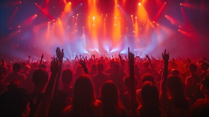 Party people enjoy concert at summer music festival happily