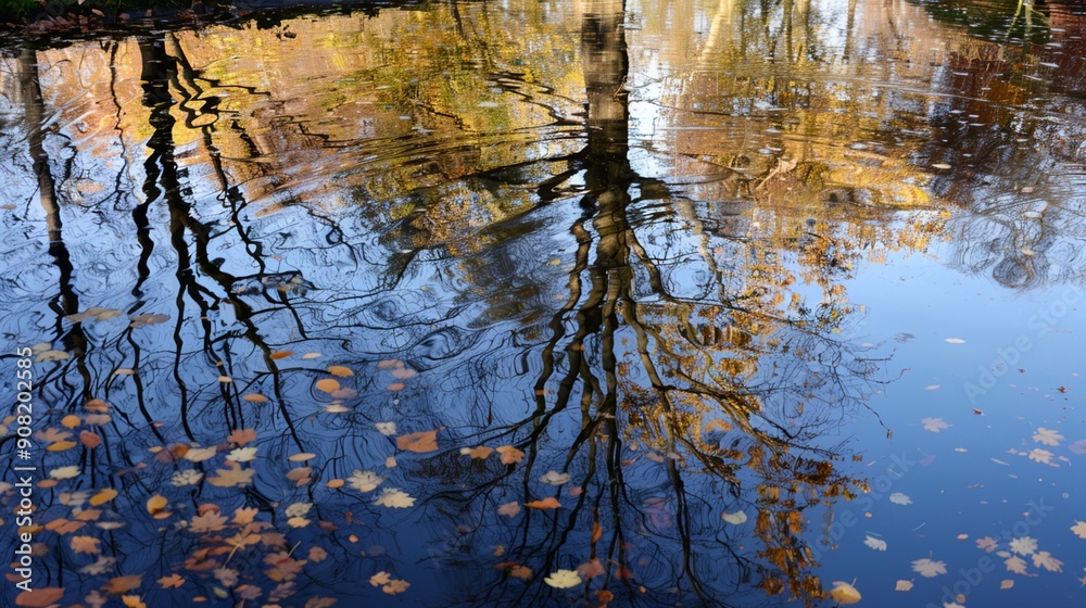 Wall mural a tree reflecting in the water